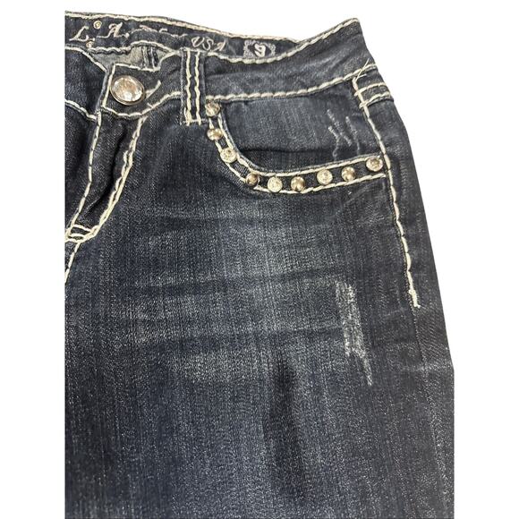 LA Idol USA Jeans Blue Bootcut Embellished Denim Women's Size 9 W: 32 L: 18 - Picture 4 of 16
